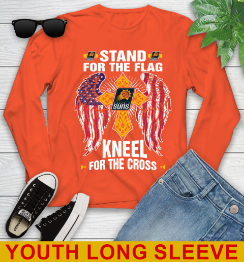 NBA Basketball Phoenix Suns Stand For Flag Kneel For The Cross Shirt Youth Long Sleeve 3