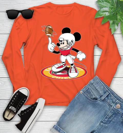 NFL Football Kansas City Chiefs Cheerful Mickey Disney Shirt Youth Long Sleeve 4