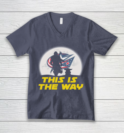 Columbus Blue Jackets NHL Ice Hockey Star Wars Yoda And Mandalorian This Is The Way V-Neck T-Shirt 7