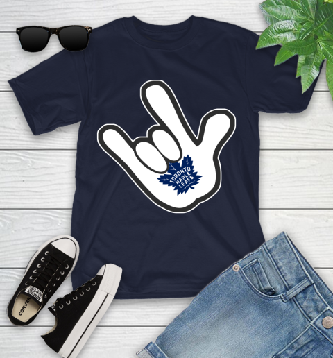 Toronto Maple Leafs NHL Hockey Mickey Rock Hand Disney Youth T-Shirt 3