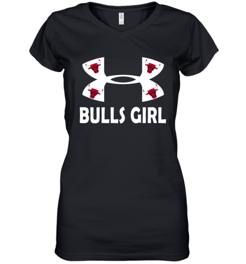 NBA Chicago Bulls Girl Under Armour Basketball Sports rvBPmMKtRkA women v neck t shirt 39 95 151514 front black
