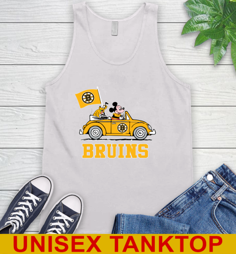 NHL Hockey Boston Bruins Pluto Mickey Driving Disney Shirt Tank Top