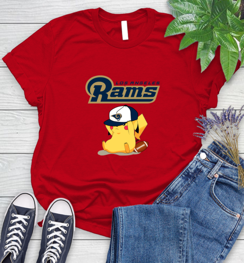 NFL Pikachu Football Sports Los Angeles Rams Women's T-Shirt 9