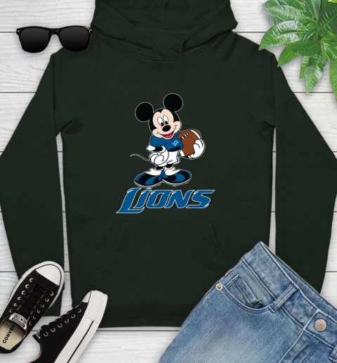 NFL Football Detroit Lions Cheerful Mickey Mouse Shirt Youth Hoodie 12