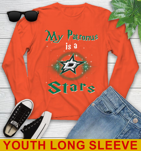 NHL Hockey Harry Potter My Patronus Is A Dallas Stars Youth Long Sleeve 3