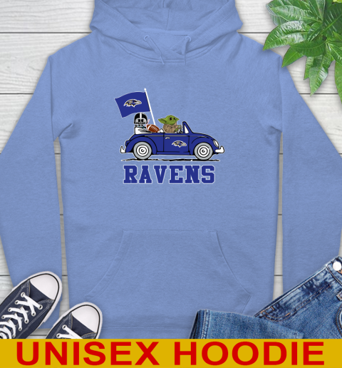 NFL Football Baltimore Ravens Darth Vader Baby Yoda Driving Star Wars Shirt Hoodie 11
