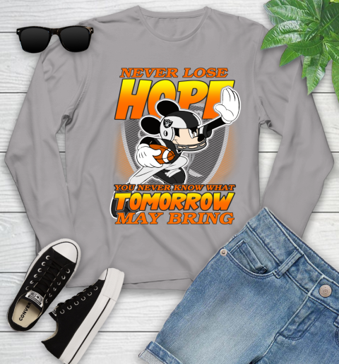 Oakland Raiders NFL Football Mickey Disney Never Lose Hope Youth Long Sleeve 5
