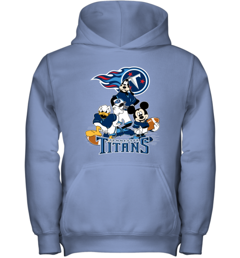 NFL Tennessee Titans Mickey Mouse Donald Duck Goofy Football T Shirt UQFuYC85OR8 youth hoodie 43 95 151514 front carolina blue