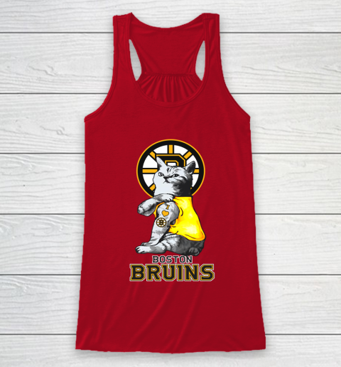 NHL My Cat Loves Boston Bruins Hockey Racerback Tank 4