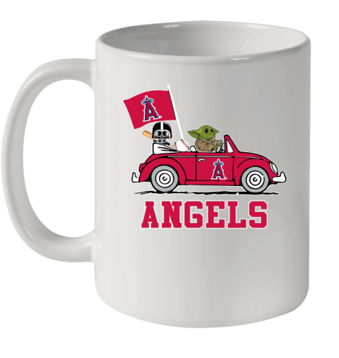 MLB Baseball Los Angeles Angels Darth Vader Baby Yoda Driving Star Wars Shirt Ceramic Mug 11oz