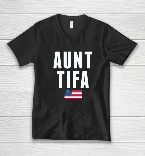 Aunt Tifa American Flag T Shirt V-Neck T-Shirt