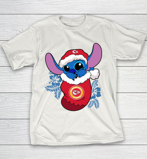 Kansas City Chiefs Christmas Stitch In The Sock Funny Disney NFL Youth T-Shirt 3