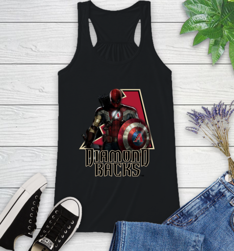 MLB Captain America Thor Spider Man Hawkeye Avengers Endgame Baseball Arizona Diamondbacks Racerback Tank 2