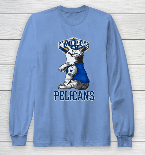 NBA Basketball My Cat Loves New Orleans Pelicans Long Sleeve T-Shirt 8