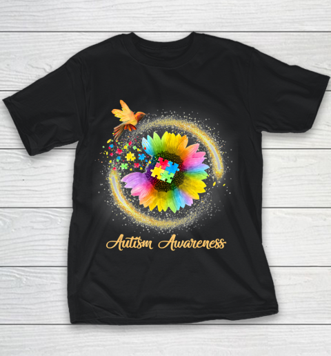 Autism Awareness Month Tshirt Hummingbird Sunflower Flower Youth T-Shirt