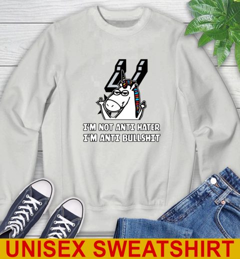 San Antonio Spurs NBA Basketball Unicorn I'm Not Anti Hater I'm Anti Bullshit Sweatshirt 5