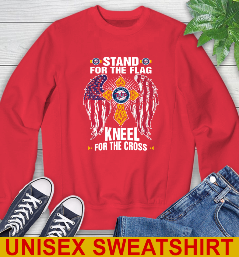 MLB Baseball Minnesota Twins Stand For Flag Kneel For The Cross Shirt Sweatshirt 12