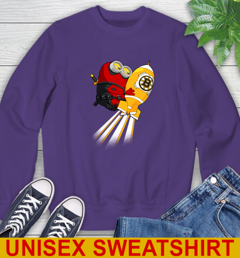 NHL Hockey Boston Bruins Deadpool Minion Marvel Shirt Sweatshirt 4