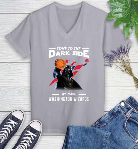 NBA Come To The Dark Side We Have Washington Wizards Star Wars Darth Vader Basketball Women's V-Neck T-Shirt 4