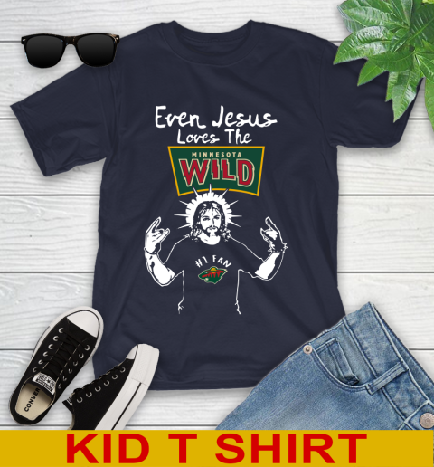 Minnesota Wild NHL Hockey Even Jesus Loves The Wild Shirt Youth T-Shirt 2