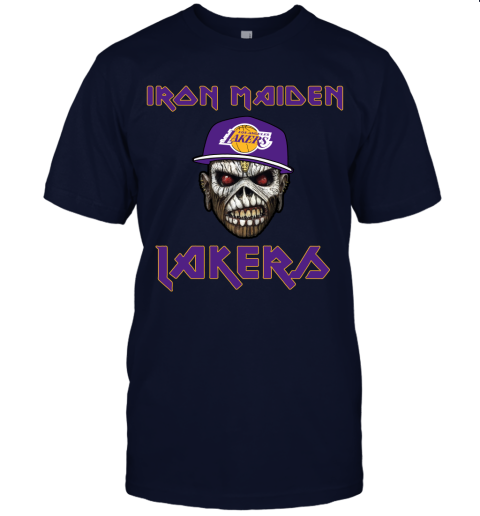 in4w nba los angeles lakers iron maiden rock band music basketball jersey t shirt 60 front navy