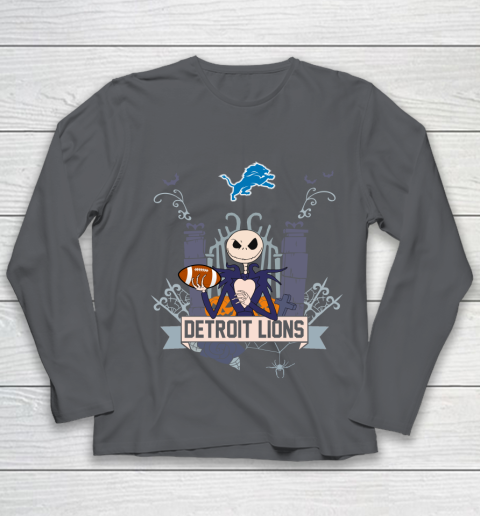 NFL Detroit Lions Football Jack Skellington Halloween Youth Long Sleeve 6