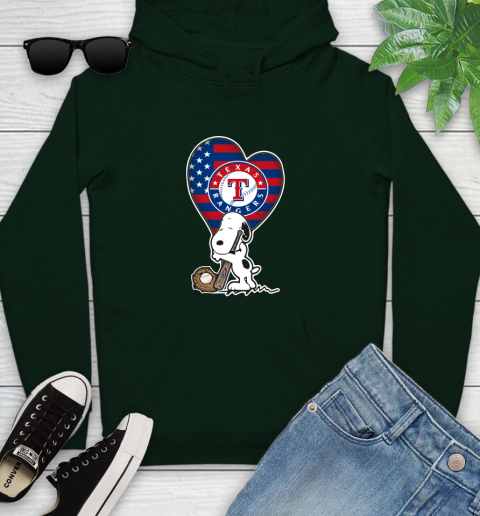Texas Rangers MLB Baseball The Peanuts Movie Adorable Snoopy Youth Hoodie 13