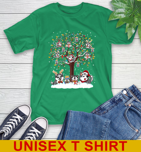Husky dog pet lover light christmas tree shirt 7