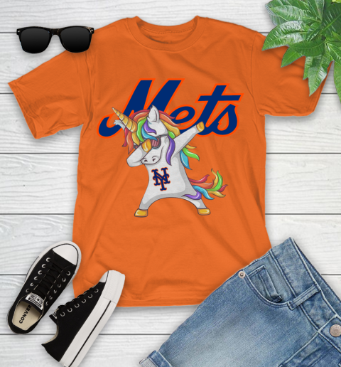 New York Mets MLB Baseball Funny Unicorn Dabbing Sports Youth T-Shirt 7