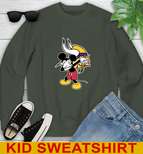 Minnesota Vikings NFL Football Dabbing Mickey Disney Sports Youth Sweatshirt 9