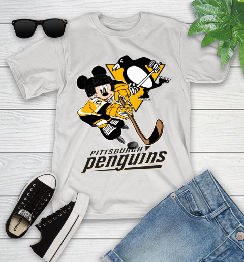 NHL Pittsburgh Penguins Mickey Mouse Disney Hockey T Shirt Youth T-Shirt