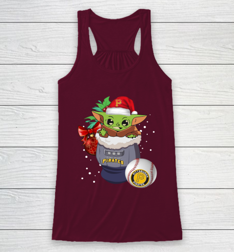 Pittsburgh Pirates Christmas Baby Yoda Star Wars Funny Happy MLB Racerback Tank 3
