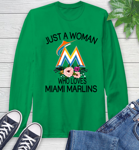 MLB Just A Woman Who Loves Miami Marlins Baseball Sports Long Sleeve T-Shirt 5