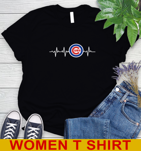 Chicago Cubs MLB Baseball Heart Beat Shirt Women's T-Shirt