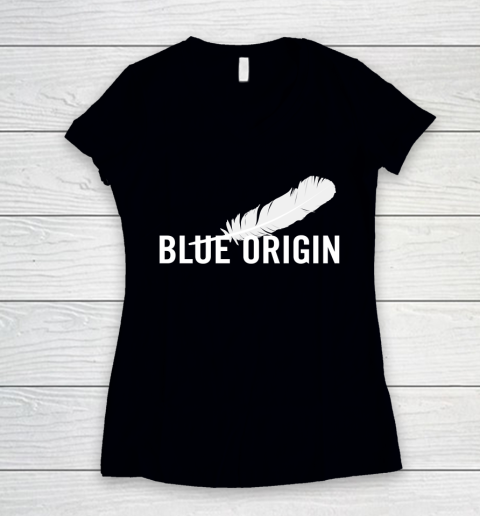 Blue Origin  All White Women's V-Neck T-Shirt