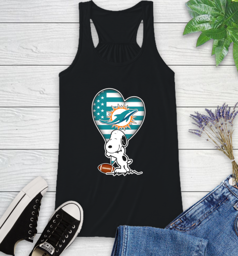 Miami Dolphins NFL Football The Peanuts Movie Adorable Snoopy Racerback Tank 2