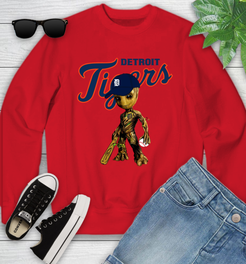 MLB Detroit Tigers Groot Guardians Of The Galaxy Baseball Youth Sweatshirt 9