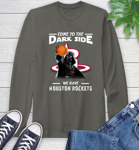 NBA Come To The Dark Side We Have Houston Rockets Star Wars Darth Vader Basketball Long Sleeve T-Shirt 9