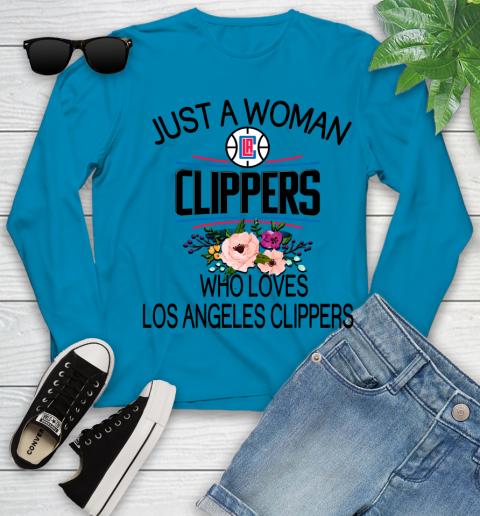 NBA Just A Woman Who Loves Los Angeles Clippers Basketball Sports Youth Long Sleeve 5