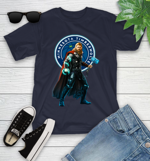 NBA Thor Avengers Endgame Basketball Minnesota Timberwolves Youth T-Shirt 3