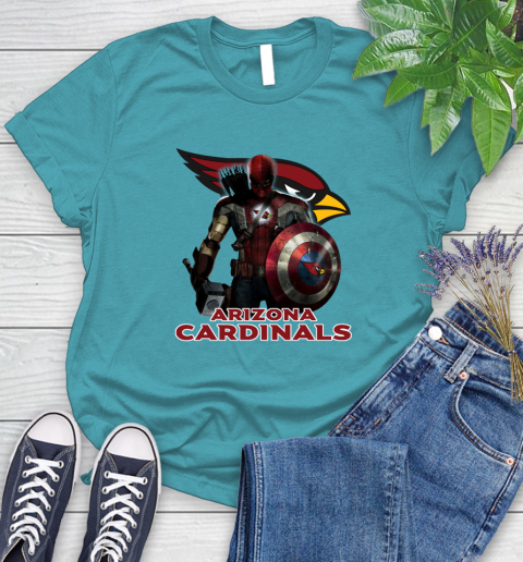 NFL Captain America Thor Spider Man Hawkeye Avengers Endgame Football Arizona Cardinals Women's T-Shirt 12