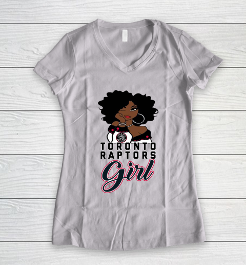 Toronto Raptors Girl NBA Women's V-Neck T-Shirt 2