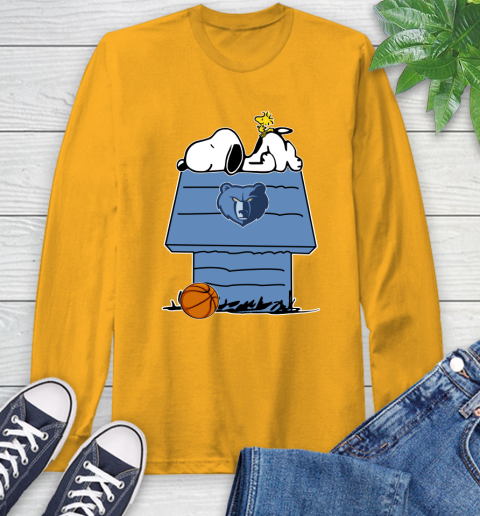 Memphis Grizzlies NBA Basketball Snoopy Woodstock The Peanuts Movie Long Sleeve T-Shirt 3