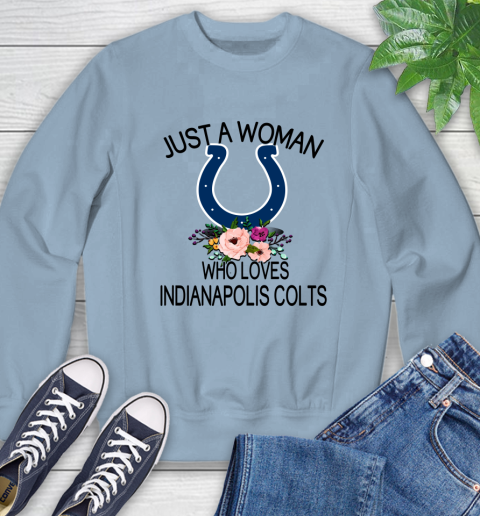 NFL Just A Woman Who Loves Indianapolis Colts Football Sports Sweatshirt 5