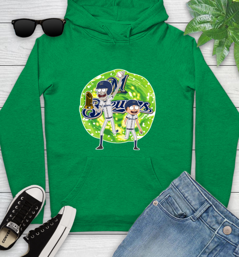 MLB Milwaukee Brewers Rick And Morty Commissioner's Trophy Baseball Sports Youth Hoodie 7
