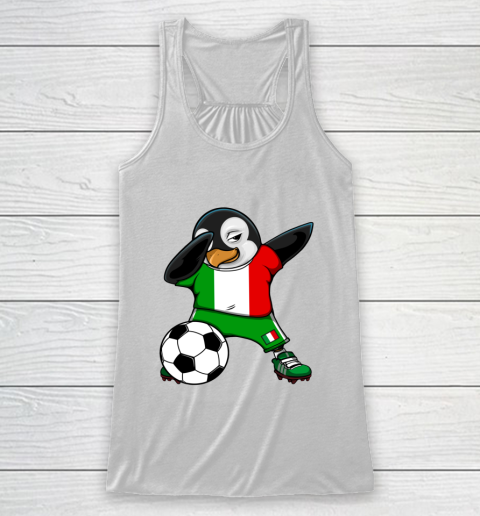 Dabbing Penguin Italy Soccer Fans Jersey Flag Football Lover Racerback Tank