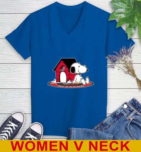 NBA Basketball Portland Trail Blazers Snoopy The Peanuts Movie Shirt Women's V-Neck T-Shirt 11