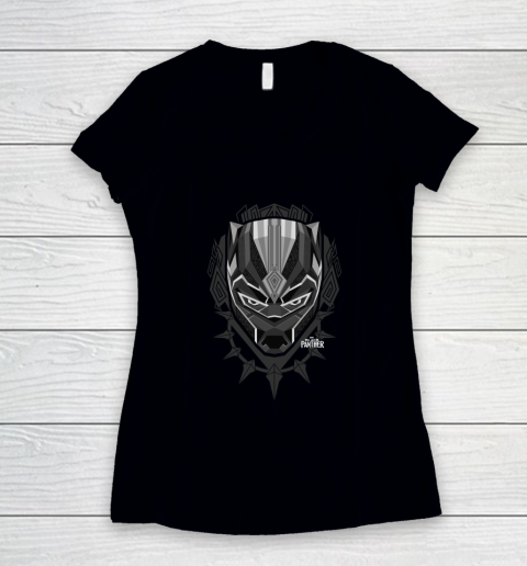 Marvel Black Panther Avengers Geometric Mask Women's V-Neck T-Shirt