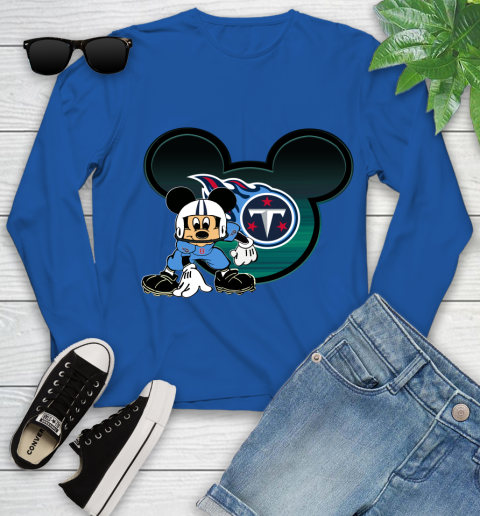NFL Tennessee Titans Mickey Mouse Disney Football T Shirt Youth Long Sleeve 9