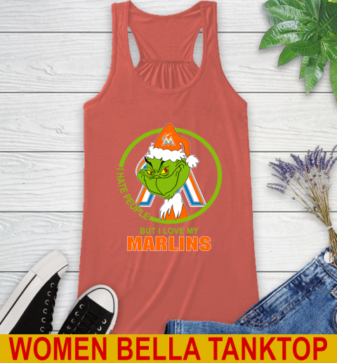 Miami Marlins MLB Christmas Grinch I Hate People But I Love My Favorite Baseball Team Racerback Tank 4